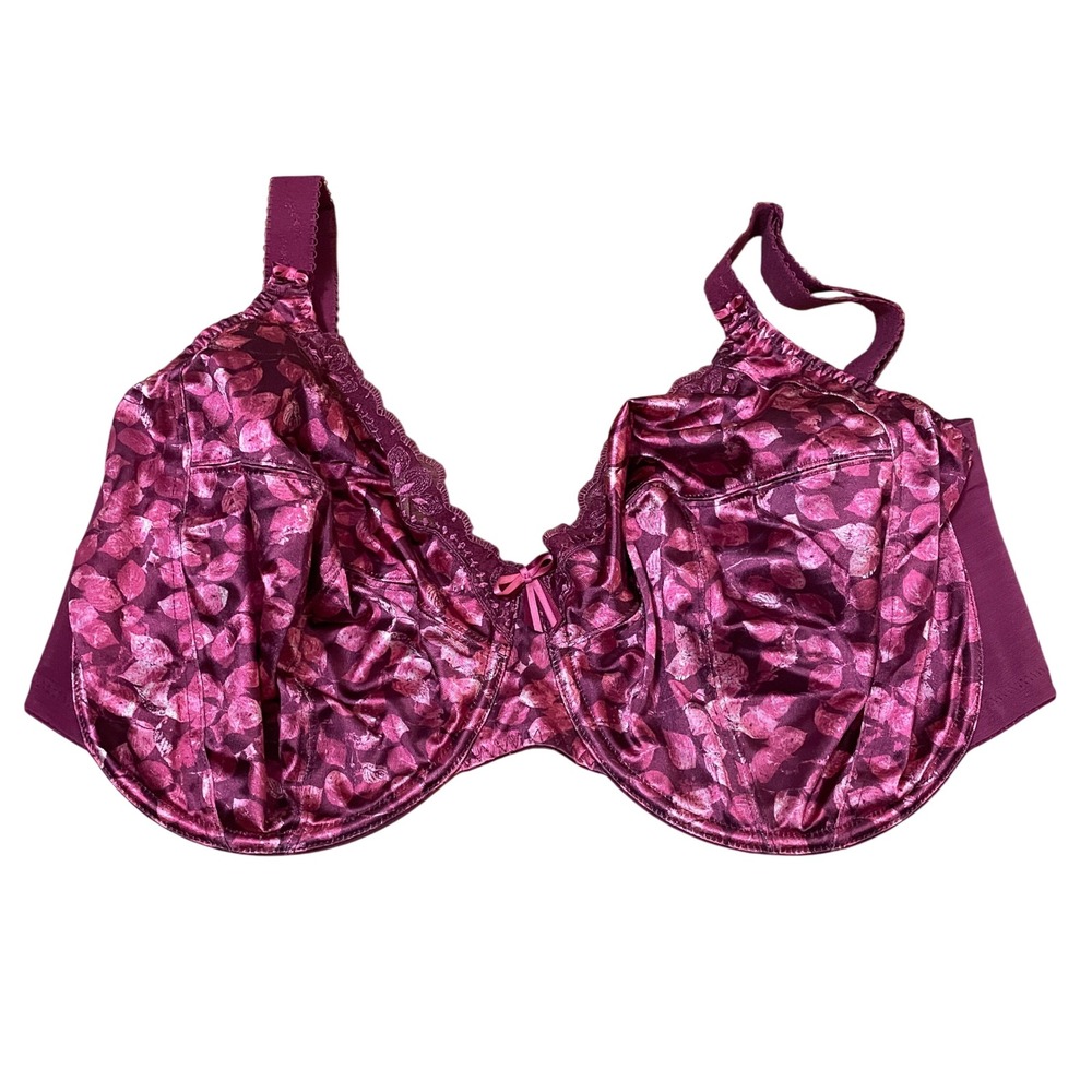 Elomi 38HH Caitlyn Underwire Side Support Bra Magenta Pink Leaf EL8430CLT